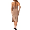 thumbnail image 3 of INSPIRE CHIC Vestidos sin mangas de halter para mujeres, vestido de cóctel bodycon con corte XL marrón claro, 3 of 5