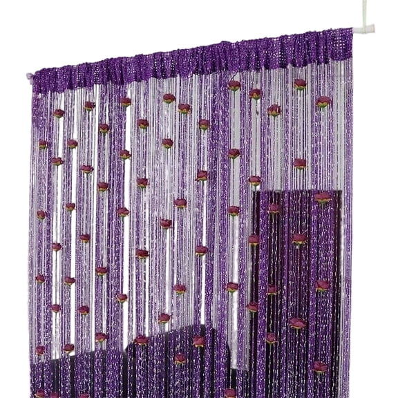 52X84 Inch Rose Printed Curtain - Bohemian Tassel Door Curtain With Metal Eyelets, Sheer Window Panel For Bedroom, Patio, Living Room, Dining Room Decor