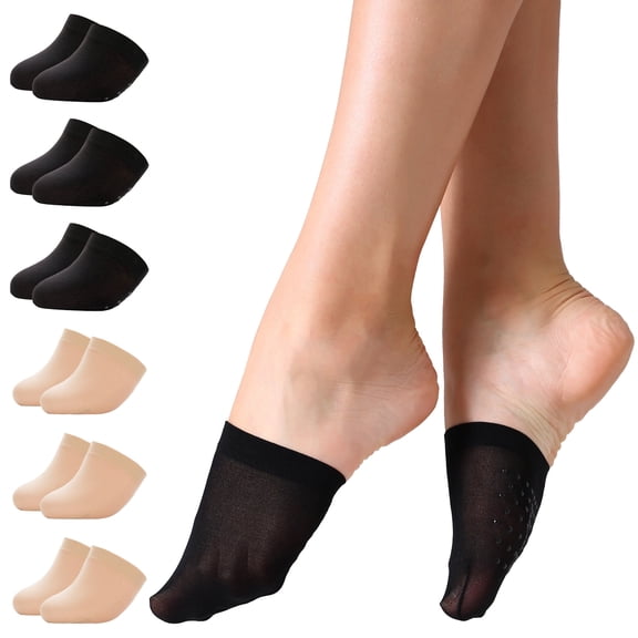 Krylvor 6 Pairs Women Half Toe Topper Socks No Slip Toe No Show Liner Socks for Heels