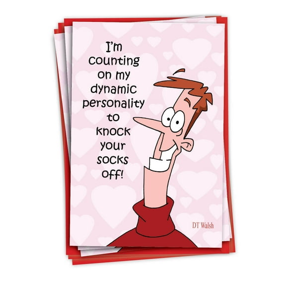 NobleWorks Pack of 3 Funny Valentine's Day Greeting Cards with Envelopes (1 Design, 3 Each) Dynamic Personality C6789VDG-C3x1