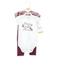 thumbnail image 2 of Hudson Baby Infant Girl Cotton Bodysuit and Pant Set, Plum Wildflower Short Sleeve, Newborn, 2 of 5
