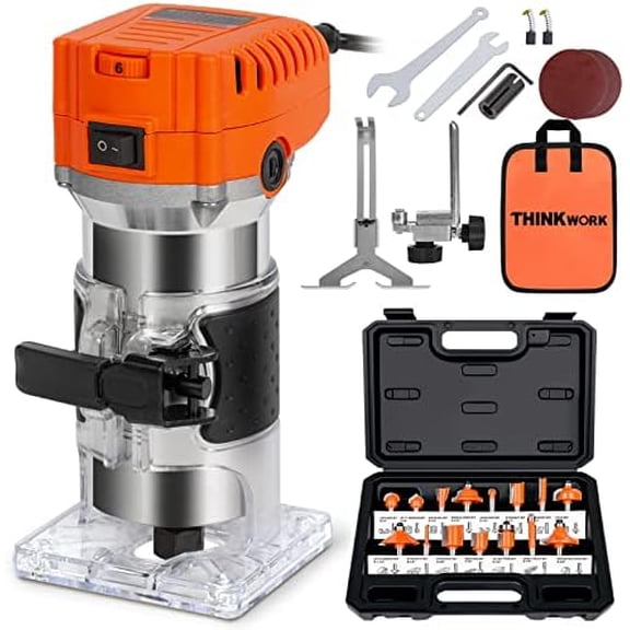 Router Tool, 6 Variable Speeds Wood Router for Woodworking, 6.5 Amp 1.25 HP Trim Router with 15 Pieces 1/4" Router Bits Set$$Tools & Hardware Other