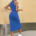 thumbnail image 5 of Fewfanhot Women Dresses Sleeveless Sweater Dress Mock Neck Ribbed Knit Fall Tank Maxi Dresses, 5 of 6