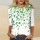 thumbnail image 1 of TaTaai St. Patrick's Day Women's Casual Print Round Neck 3/4 Sleeve T-Shirt Loose Top Gift, 1 of 5