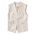 thumbnail image 2 of Gilet en Faux Cuir pour Femmes Long Col Sans Manches Drapé Ouvert Cardigan en PU, 2 of 6