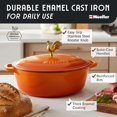thumbnail image 2 of Cocotte de hierro fundido esmaltado MUELLER HOME de 5,5 qt, naranja, 2 of 8