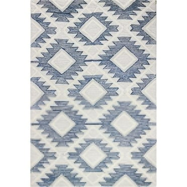 Bashian R120-BEBL-2.6X8-CL210 2 ft. 6 in. x 8 ft. Venezia Transitional 100 Percent Wool Hand Tufted Area Rug, Beige & Blue
