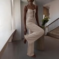 thumbnail image 5 of Xuyuer Women's Two Piece Set - Solid Color Lace-Up Sleeveless Top and Wide Leg Pants Outfit for Casual Style and Coordinated Wear, 5 of 9