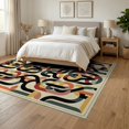 thumbnail image 3 of ODIKA Geometric Mid Century Interlocking Curves Minimalist Designer for Queen Size Bedroom, Under Bed, Master Suite, Foldable Easy Care, 3 of 7