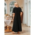 thumbnail image 6 of Summer Maxi Dresses for Women Beach Vacation Casual Short Sleeve Long T Shirt Dress with Pockets Black S, 6 of 8