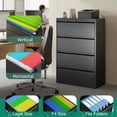 thumbnail image 4 of Silkight 4 Drawer Lateral File Cabinets with Lock, Metal Filing Cabinet for Home Office, Wide Steel Storage Cabinet Commercial Drawer Cabinets for Legal/Letter/A4 Size Files Assembly Required, 4 of 9