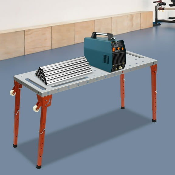 Miumaeov Portable Welding Table Welding Work Table Folding Work Bench Adjustable Height 453.59kg/1000lbs