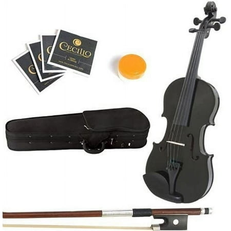 Mendini 16-Inch MA-Black Solid Wood Viola with Case, Bow, Rosin, Bridge and Strings