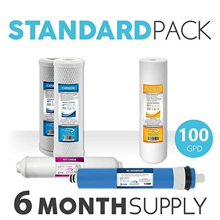 Express Water Reverse Osmosis RO Replacement Filters Set Universal Standard 10" Carbon Inline Sediment Coconut Shell 100 GPD Membrane