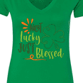 thumbnail image 4 of Inktastic St. Patrick's Day Not Lucky Just Blessed with Clover Women's V-Neck T-Shirt, 4 of 5