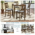 thumbnail image 3 of UHOMEPRO Dining Table Set for 4, Modern Counter Height Kitchen Table with 4 Upholstered Chairs, 5 Piece Solid Wood Dining Room Set, Farmhouse Kitchen Dining Table set of 4 for Home, Walnut Style B, 3 of 9