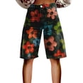 thumbnail image 2 of Stephy Flare Denim Shorts for Women Wide Leg Denim Shorts Woman Vintage Floral Print High Waisted Straight Stretch Pants with Pockets, Black, L, 2 of 4
