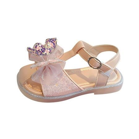 

HTGFGMGW Kids Summer Shoes Girls Summer Fashion Rhinestone Butterfly Soft Bottom Baotou Princess Sandals Comfortable Non Slip Beach Shoes Sandals for Girls Pink