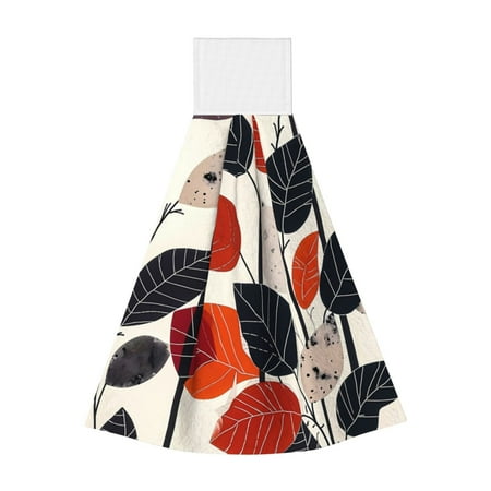 

Horeoi Modern Abstract Leaf Pattern Print Coral Fleece Microfiber Hanging Hand Towel Absorbent Hand Towel Quick Dry Thicken Cleaning Cloths Wipes Rags for Kitchen & Bathroom