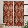 thumbnail image 2 of Window Curtains 84 Inch Length - 2 Panels, Vintage Brown Rod Pocket Curtain Panels, Boho Ethnic Geometric Abstract Art Southwestern Window Treatment for Bedroom/Kitchen, 52W x 84L Inch, 2 of 4