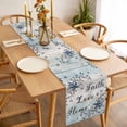 thumbnail image 3 of Table Runner 60 Inches Long for Kitchen Dining, Vintage Farmhouse Dresser Scarf Farmhouse, Dining Table Decorations for Wedding/Parties, Blue Country Texas Star Vines Wooden 13 x 60 In, 3 of 8