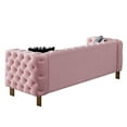 thumbnail image 4 of Modern Chesterfield Velvet Sofa with Gold Metal Legs & Tufted Design, High-Density Foam & Solid Wood Frame, 84.25" W Pink Living Room Couch with Removable Cushions & 2 Included Pillows, 4 of 9