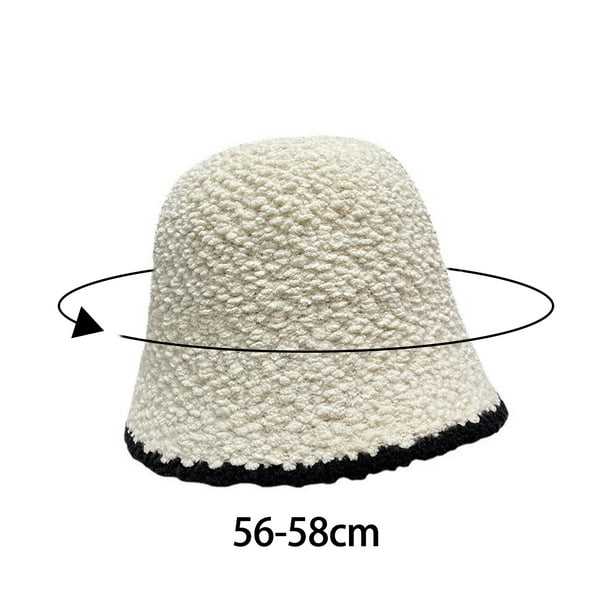 Airle Women Bucket Hat Color Matching Brimless Windproof Autumn Winter Faux  Lambswool Ear Protector Dome Fisherman Hat for Outdoor 