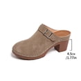 thumbnail image 5 of Mules for Women Suede Closed Toe Chunky Heel Orthopedic Sandals Fashion Buckle Strap Casual Backless Heels Slip on Slides Khaki Size 7, 5 of 8