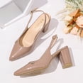 thumbnail image 6 of hoksml Women's Rhinestone Slingback Block Heel Pumps Pointed Toe PU Leather Dress Shoes Black Wine Khaki, 6 of 9