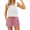 Red, variant on Womens Summer 2 Piece Loungewear Set Solid Square Neck Tank Top Floral Striped Print Drawstring Shorts Casual Sleep Outfit With Pockets