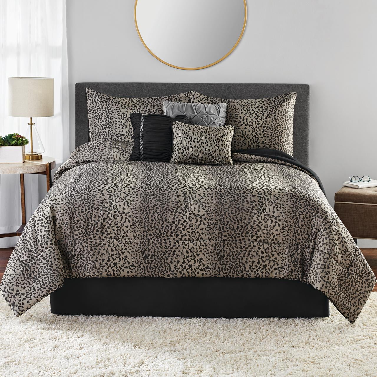 Mainstays Cheetah Jacquard 7 Piece Comforter Bedding Set - Walmart.com ...