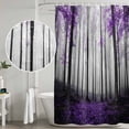 thumbnail image 5 of Purple Forest Shower Curtain, Waterproof Shower Curtains for Bathroom, Vintage Foggy Woods Tree Mysterious Washable Fabric Bathtub Curtain Set Bath Decor with 12 Hooks Long 72"x84", 5 of 8