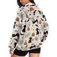 thumbnail image 5 of SCRAWLGOD Cats Pumpkins Hoodie Zip Up Women Light Weight Sweat Shirt Women Long Sleeve Women Oversized Jacket Breathable Womens Activewear Zip Up Size M for Halloween, 5 of 7
