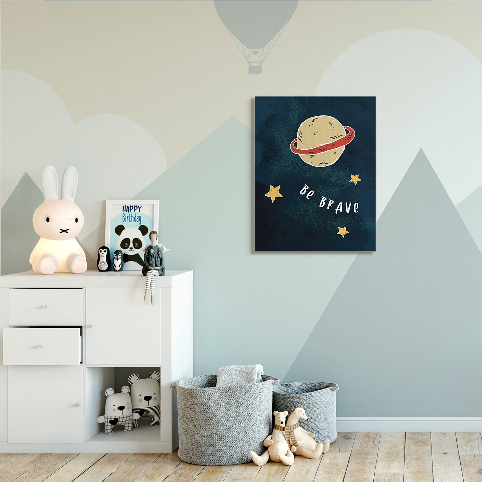 Stupell Industries Be Brave Motivational Phrase Planet and Stars,24 x 30,Designed by Daphne Polselli