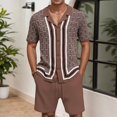 thumbnail image 1 of WILLBEST Traje Corto de Punto con Cuello Cubano y Manga Corta de Jacquard Europeo para Hombre, 1 of 3