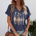 thumbnail image 2 of YDLCAFD Easter Women Summer Solid Color V Neck Printed Short Sleeved T Shirt, 2 of 4