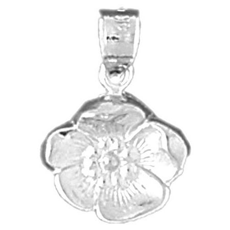 14K White Gold Flower Pendant - 16 mm