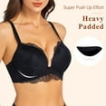 thumbnail image 4 of YANDW Push Up Lace Bras Comfort Thick Padded Underwire Add One Cup Bra for Women, Black 40C, 4 of 5
