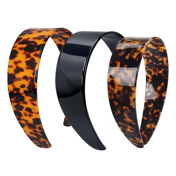 Tortoise Shell Headband for Women, Thick Wide Tortoise Headband, Non-Slip Retro Hair Accessory in Classic Brown Pattern (Dark hawksbill (yellowish))