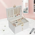 thumbnail image 2 of Jewelry Organizer Box, 3 Layers with 2 Drawers Women Jewelry Box, Large Jewelry Organizers Jewelry Boxes Display Earring Necklace Watch Bracelet and Rings (White), 2 of 7