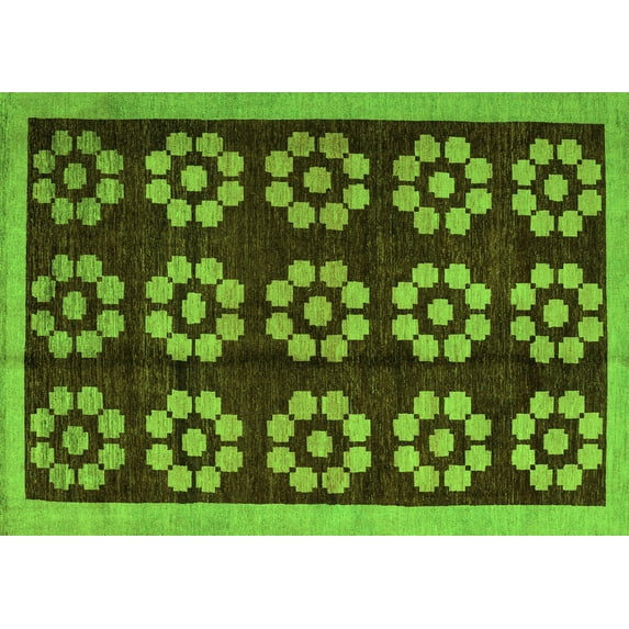 Ahgly Company Indoor Rectangle Abstract Green Modern Area Rugs, 4' x 6'