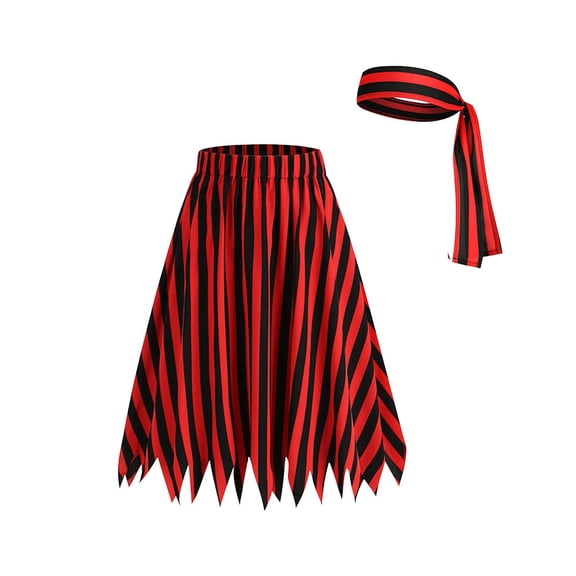Women's Pirate Skirt with Pirate Headband Two Piece Set Pirate Costume Halloween Cosplay Halloween Costumes for Women, Size XL