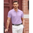 thumbnail image 4 of COOFANDY Men's Knit Polo Shirt Short Sleeve Collar Zipper Striped Classic Fit Work Polo Golf T Shirts, 4 of 7