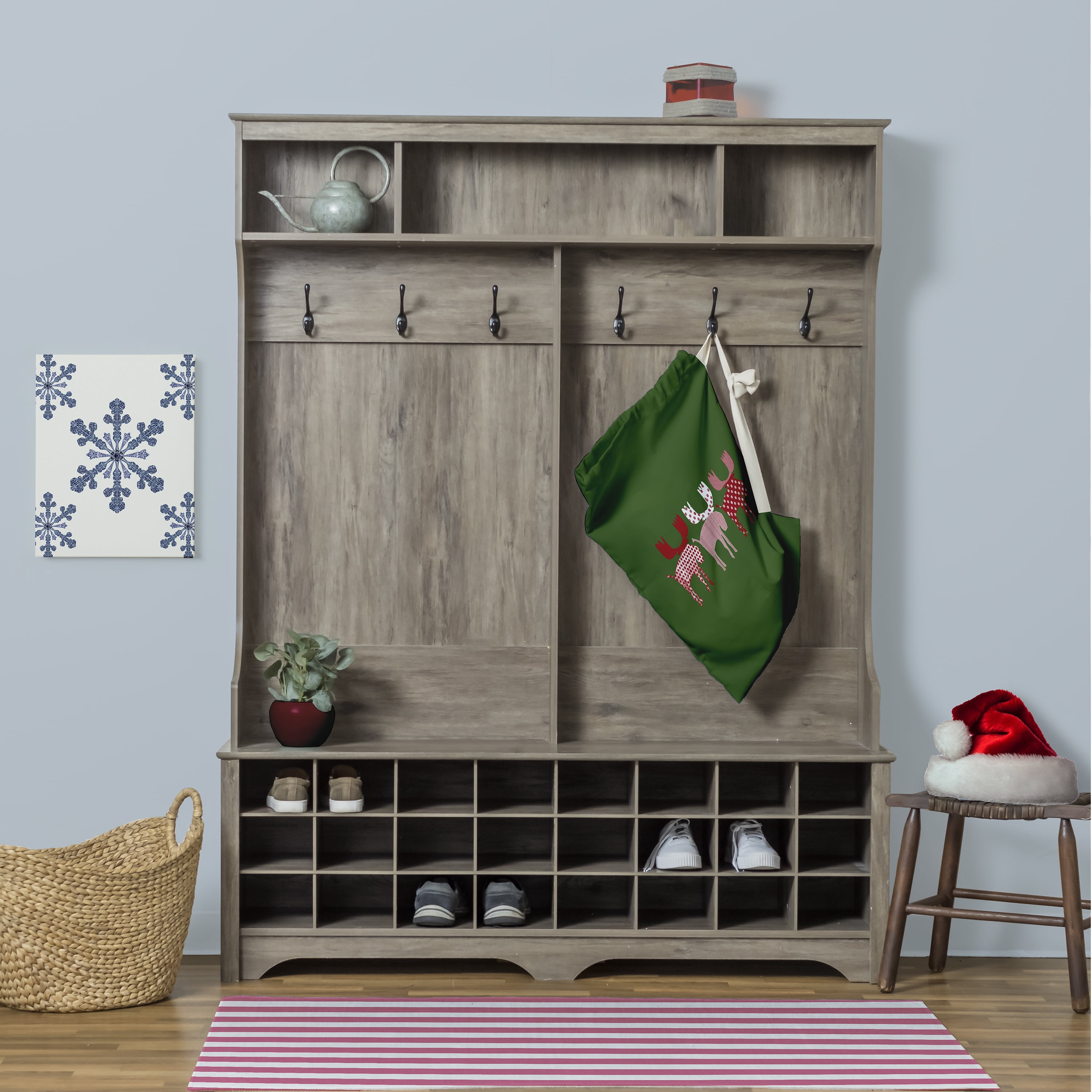 Simply Daisy Canvas Merry Moose 28 x 36 in Green Laundry Bag
