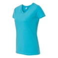 thumbnail image 2 of LAT Fine Jersey V-Neck Longer Length T-Shirt (3507) Aqua, 2XL, 2 of 5