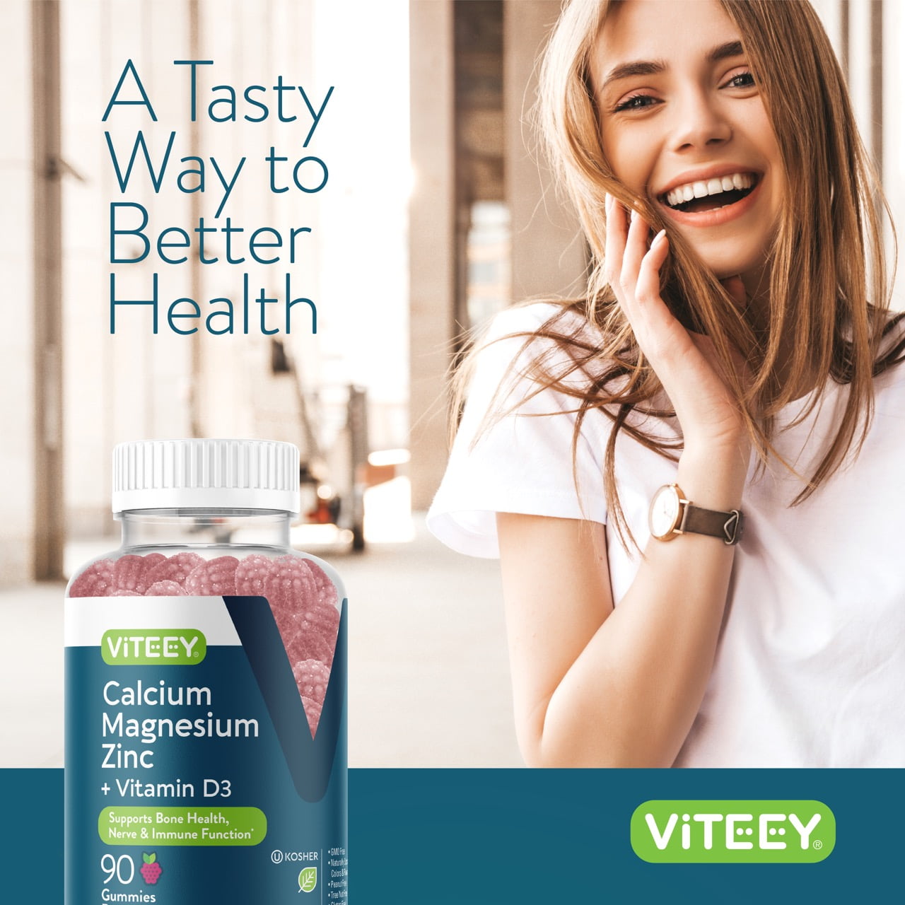 VITEEY Calcium Magnesium Zinc Gummies with Vitamin D3, Bone and Immune Support, 180 Ct