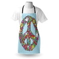 thumbnail image 4 of Hippie Apron, Hand-Drawn Psychedelic Groovy Floral Peace Sign and Dove Doodles on Line Sketchbook, Unisex Kitchen Bib with Adjustable Neck for Cooking Gardening, Adult Size, Multicolor, by Ambesonne, 4 of 4