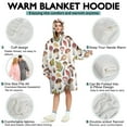 thumbnail image 5 of Brown Mushroom Leaf White Pattern Wearable Oversized Blanket,Wearable Blanket Hoodie for Adults,Cozy Hooded Blankets with Super Pockets,Super Warm Fuzzy Pullover for Women & Men, 5 of 6