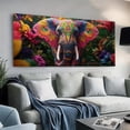 thumbnail image 2 of Colorful Tribal Elephant with Tropical Flowers Framed Canvas Wall Art 48x24 Inch Vibrant Animal Print for Living Room Bedroom Office, 2 of 5