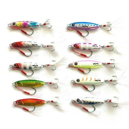 10 Pack Micro Metal Jig Fishing Lures Long Casting Jigging Spoons Spinner Baits